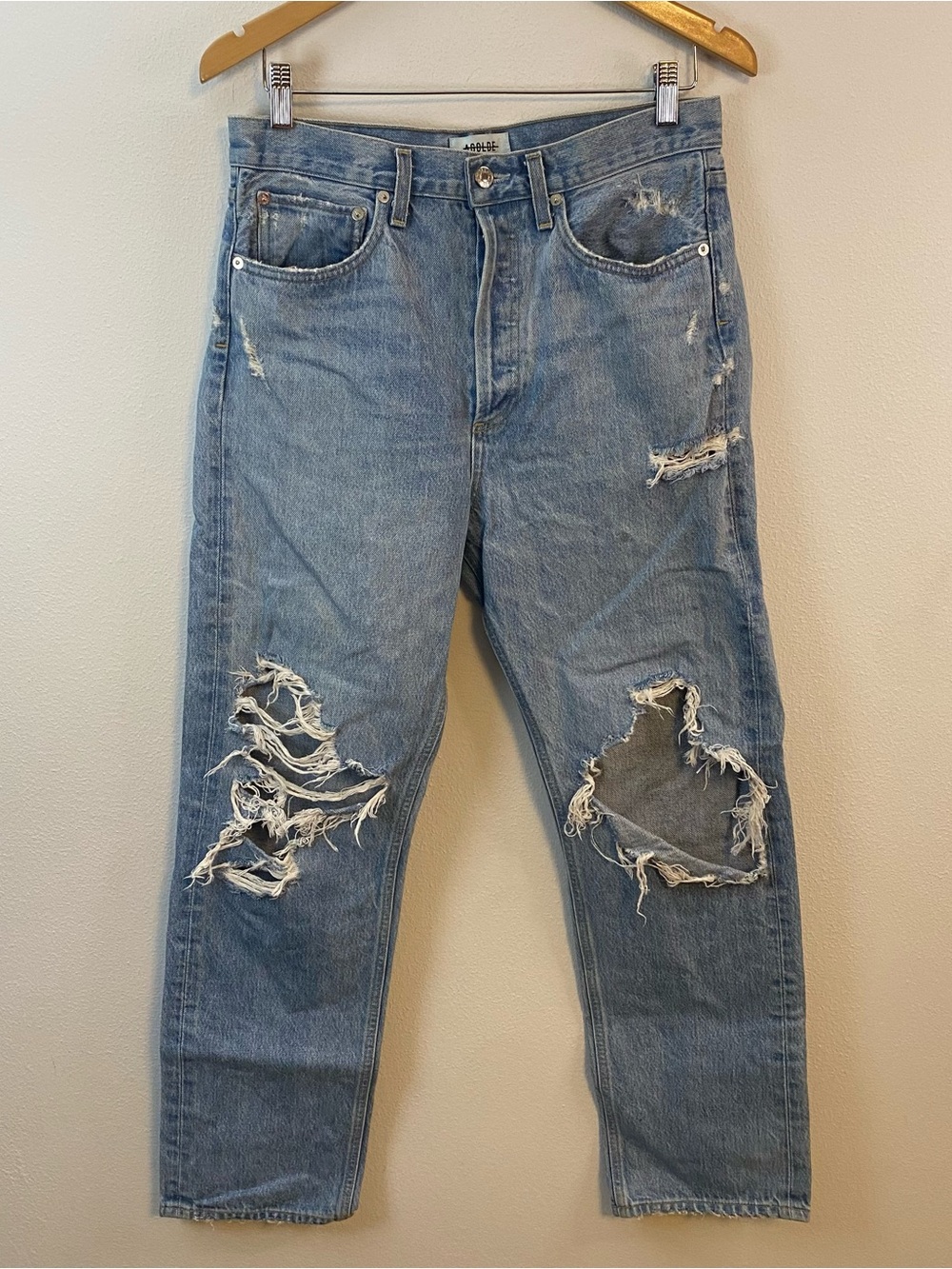 Agolde‎ 90’s Jean Light Wash Denim Jeans Distressed A069C-811 Womens 27